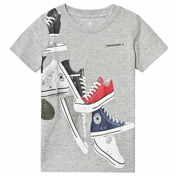 Converse‎ Chuck Taylor All Star Boys Short Sleeve Gray Large Shirt - Picture 3 of 9
